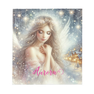 Bloc De Notas Festive Girly Watercolor Ethereal Frost Snow Angel