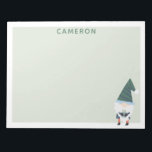 Bloc De Notas Festividad Gnome Personalizado Green Personalizado<br><div class="desc">Este lindo bloc de notas presenta un caprichoso ilustracion gnomo en azul y verde. Personalízalo con tu nombre. Gran idea de regalo.</div>
