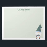 Bloc De Notas Festividad Gnome Personalizado Green Personalizado<br><div class="desc">Este lindo bloc de notas presenta un caprichoso ilustracion gnomo en azul y verde. Personalízalo con tu nombre. Gran idea de regalo.</div>