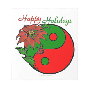 Bloc De Notas Festividad Yin Yang Poinsettia Verde Rojo