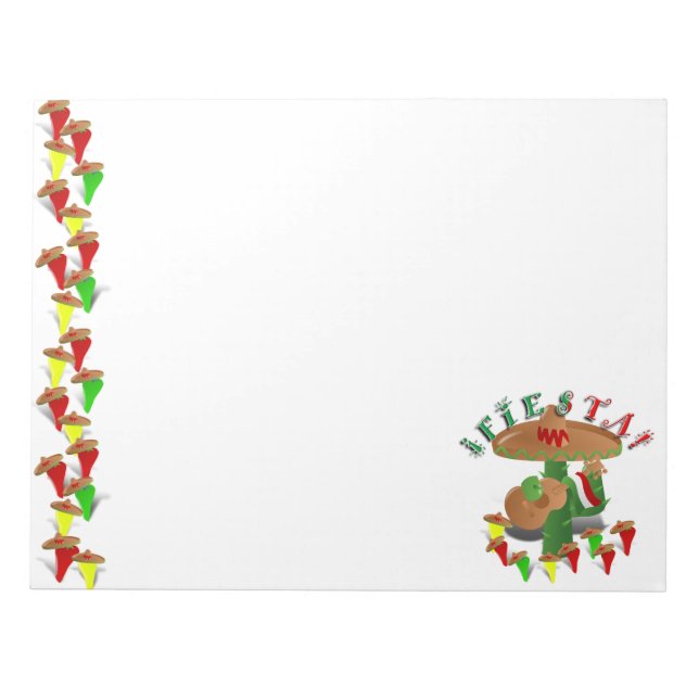 Bloc De Notas Fiesta Cactus con Sombrero y Guitarra (Frente)