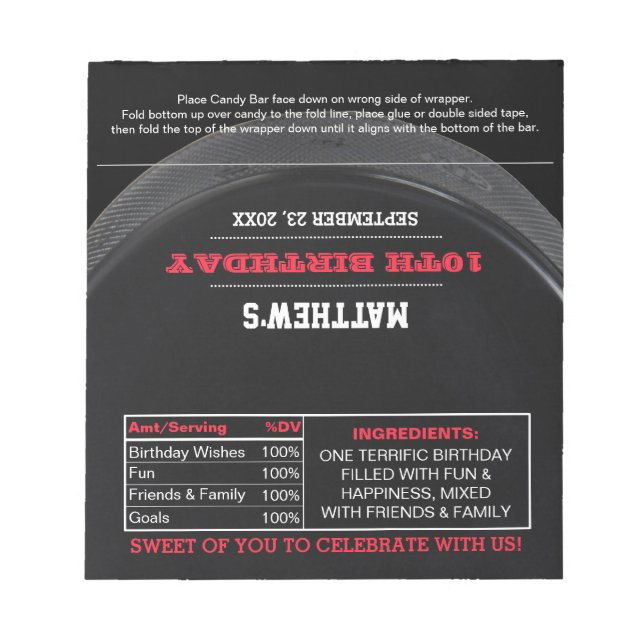 Bloc De Notas Fiesta de hockey favorece a los envolvidores de du (Frente)