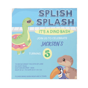 Bloc De Notas FIESTA de Piscina de Dino Splash Splash