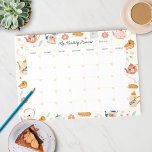 Bloc De Notas Fiesta de té de Planner Mensual<br><div class="desc">Este lindo planificador mensual tiene un diseño con temática de fiesta de té con bonitos ilustraciones de teteras y pasteles horneados. Este es un planificador mensual sin fecha en el que se rellenan las fechas y se utilizan mes tras mes.</div>