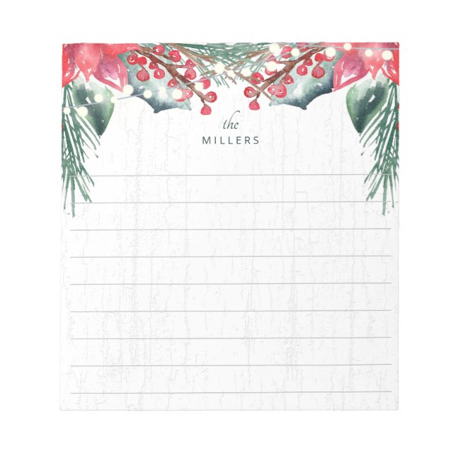 Bloc De Notas Fiesta temática Verde Floral Rojo Personalizado Ll (Frente)