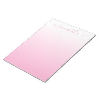 Bloc De Notas Firma femenina con gradiente suave rosa claro
