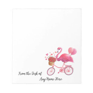 Bloc De Notas Flamenco rosa personalizado con corazones