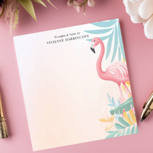 Bloc De Notas Flamenco Rosa Tropical Acuarela Personalizado
