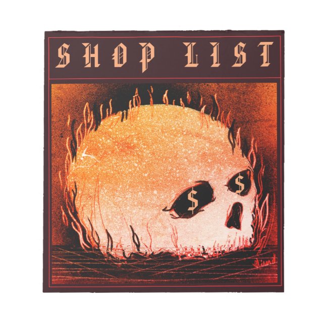 Bloc De Notas Flaming Skull Shop List (Frente)