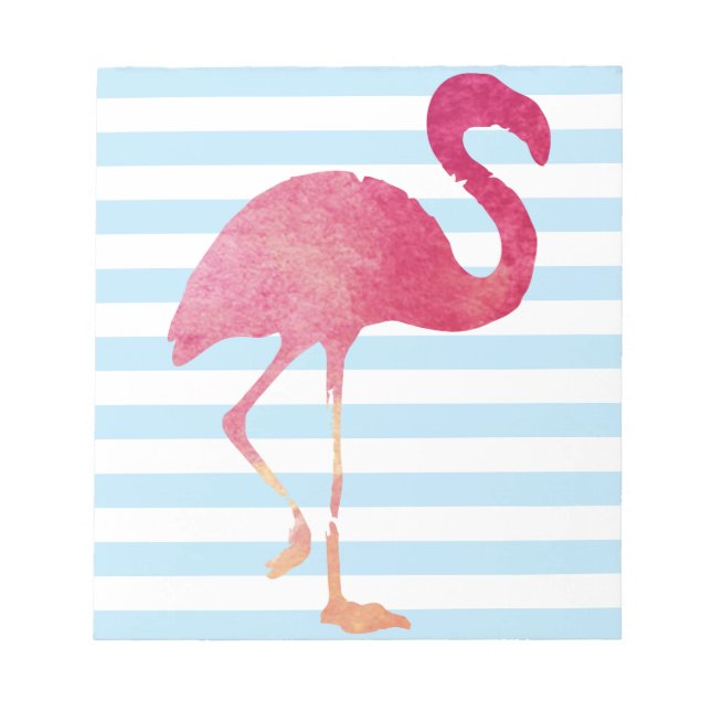 Bloc De Notas Flamingo, rayas azules y blancas (Frente)