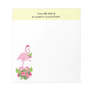 Bloc De Notas Flamingo rosa en Santa Hat Navidades caprichosos