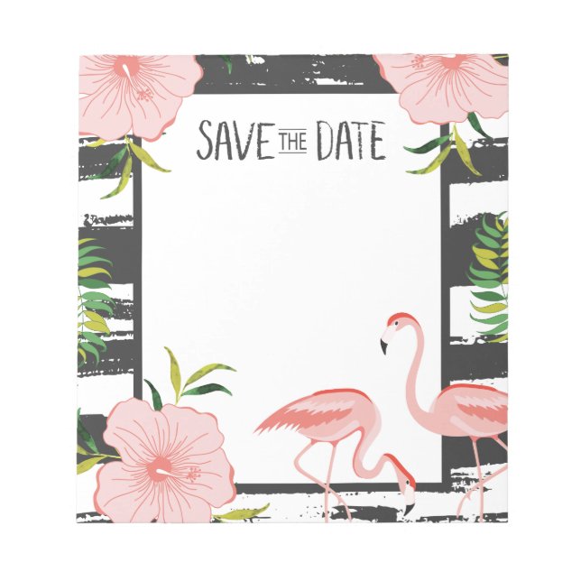 Bloc De Notas Flamingo Rosado Tropical Save The Date (Frente)