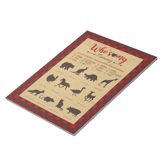 Bloc De Notas Flannel rojo que es mi mamá bebé juego de ducha an (Lado Derecho)