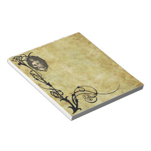 Bloc De Notas Flapper en Sepia 2 en marco floral negro