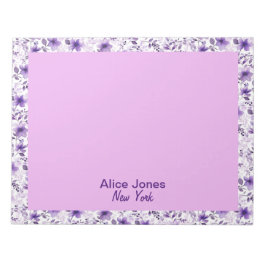 Bloc De Notas Flor acuarela de patrón de lavanda suave