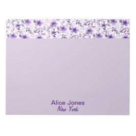 Bloc De Notas Flor acuarela de patrón de lavanda suave