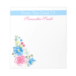 Bloc De Notas Flor acuarela floral | Nombre personalizado