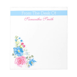 Bloc De Notas Flor acuarela floral | Nombre personalizado