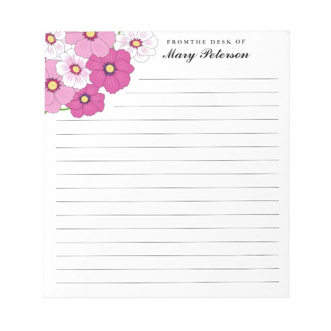 Bloc De Notas Flor amarilla blanca rosa bonito personalizada (Frente)