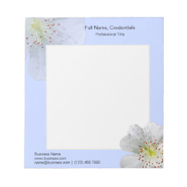Bloc De Notas Flor blanca doble personalizada, azul claro
