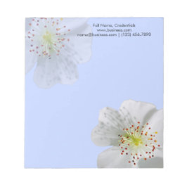 Bloc De Notas Flor blanca doble personalizada, azul claro