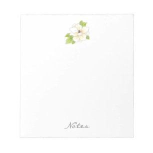 Bloc De Notas Flor de acuarela y pluma magnolia