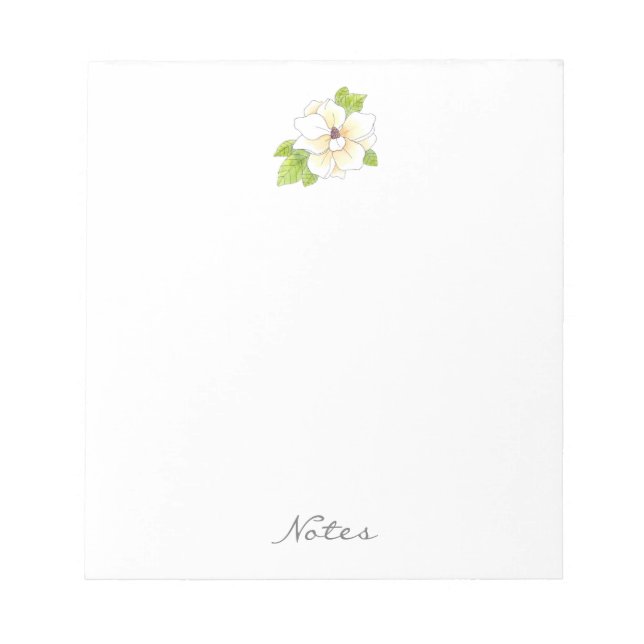 Bloc De Notas Flor de acuarela y pluma magnolia (Frente)