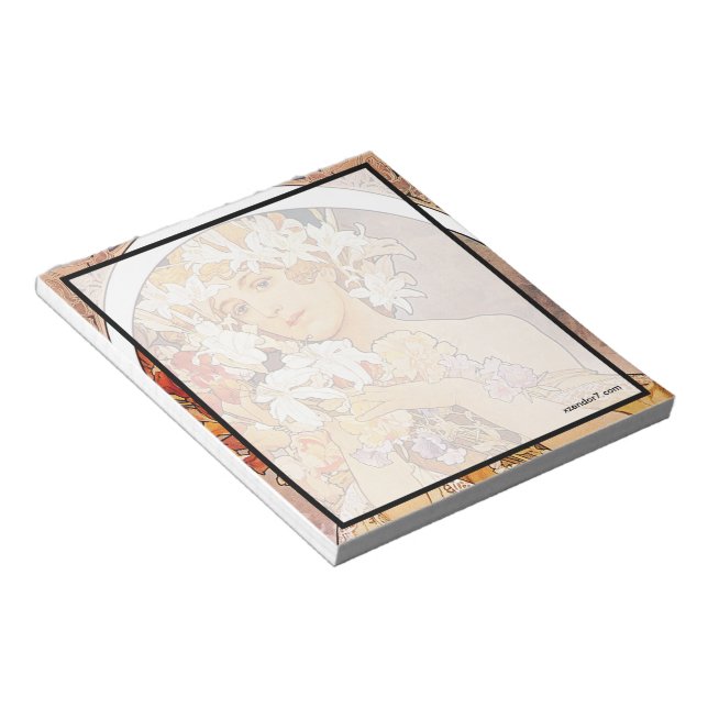 Bloc De Notas Flor de Alphonse Mucha (Lado Derecho)