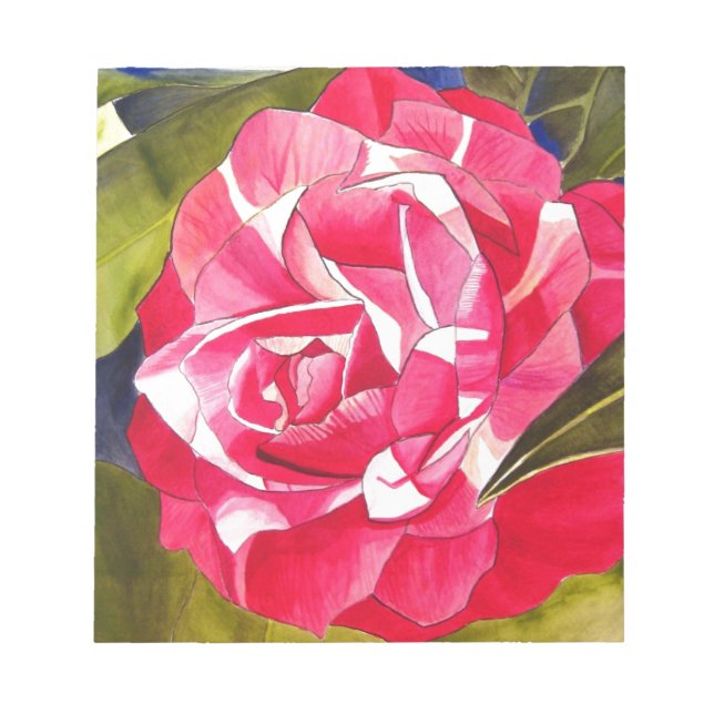 Bloc De Notas Flor de arte de la acuarela del Camellia rosa bril (Frente)