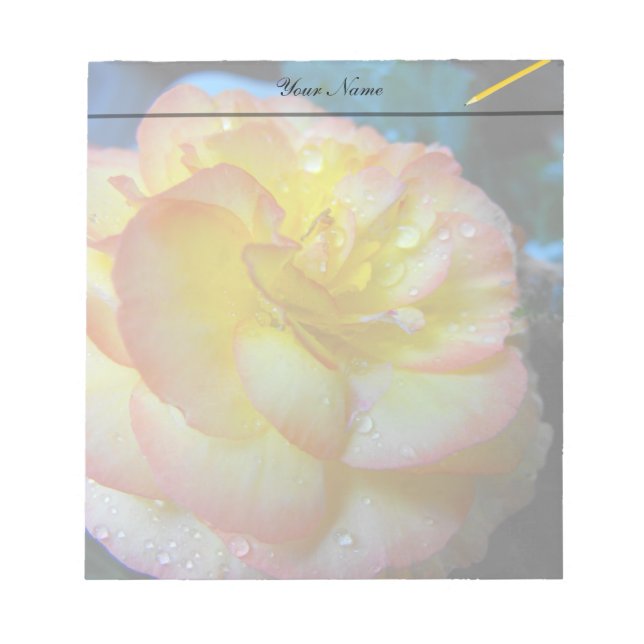 Bloc De Notas flor de begonia amarillo bonito (Frente)