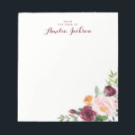 Bloc De Notas Flor de Borgoña Estacionamiento de Notepad Persona<br><div class="desc">¡Más Notepads de bonito en la Pequeña Tienda Bayleigh!</div>