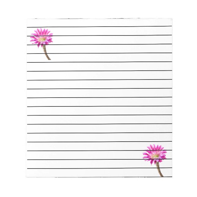 Bloc De Notas Flor de cactus rosada en flor (Frente)