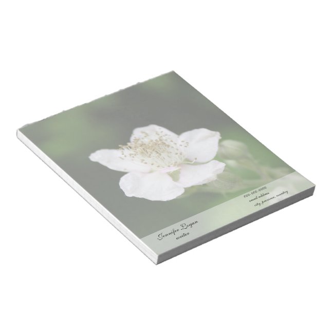 Bloc De Notas Flor de frambuesa blanca y salvaje (Lado Derecho)