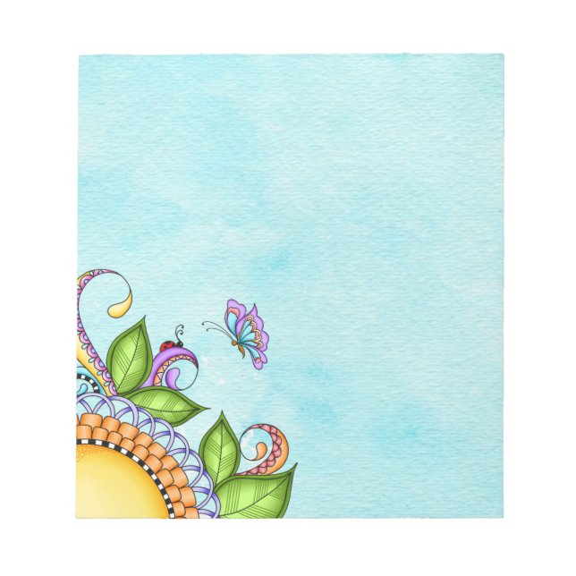 Bloc De Notas Flor de garabatos y mariposa (Frente)