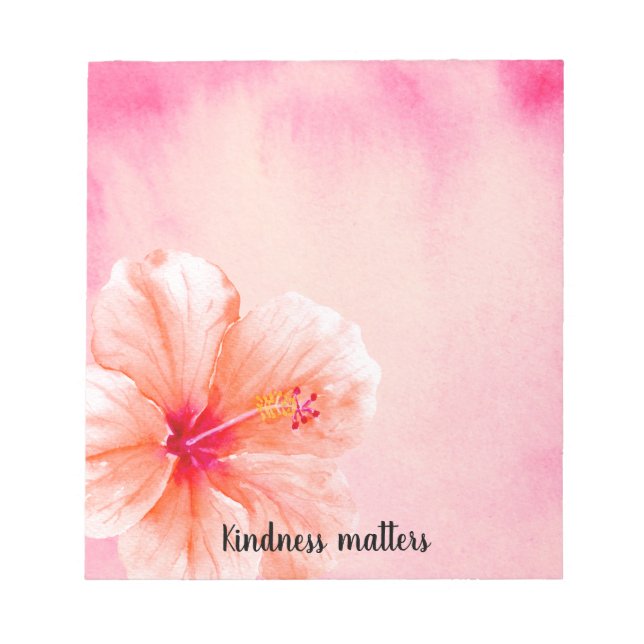 Bloc De Notas Flor de Hibiscus Trópico de Peach Rosa (Frente)