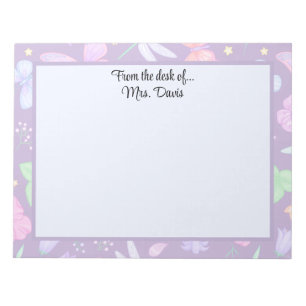 Bloc De Notas Flor de libélula de mariposa personalizada elegant