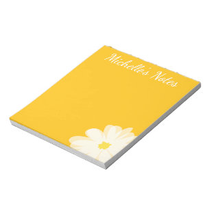 Bloc De Notas Flor de margarita amarilla linda nombre personaliz