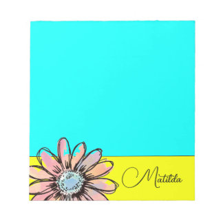 Bloc De Notas Flor de margarita caprichosa Texto personalizado