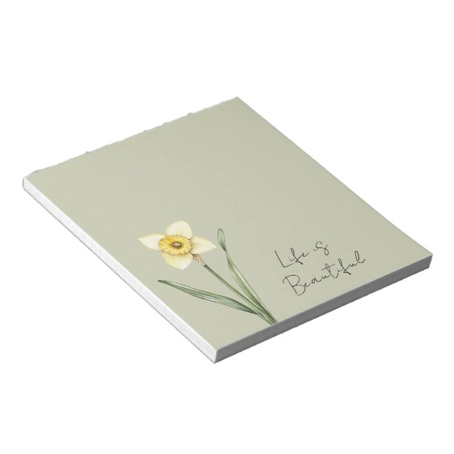 Bloc De Notas Flor de Narciso Amarillo Blanco Verde (Lado Derecho)