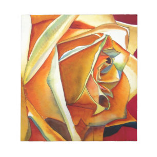 Bloc De Notas Flor de rosa amarilla original acuarela Art