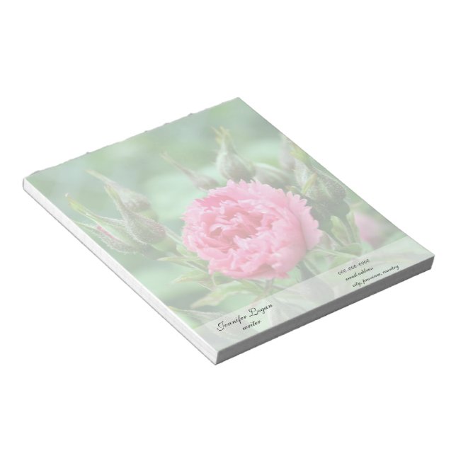 Bloc De Notas Flor de rosa rosa, fotografía floral. (Lado Derecho)
