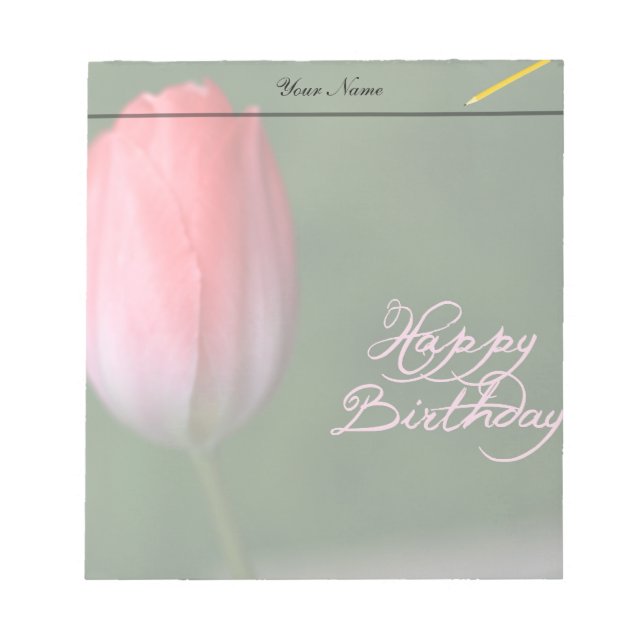 Bloc De Notas flor de tulipano rojo de cumpleaños feliz (Frente)