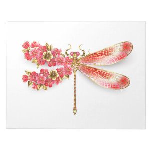 Bloc De Notas Flor libélula con sakura de joyas
