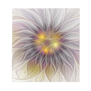 Bloc De Notas Flor Luminosa Colorida, Fractal Moderno Abstracto
