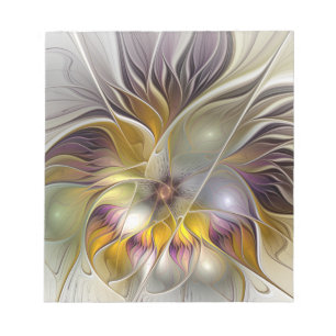 Bloc De Notas Flor moderna fractal de fantasía colorida abstract