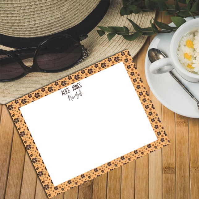 Bloc De Notas Flor natural marrón de patrón amarillo (Subido por el creador)