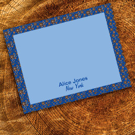 Bloc De Notas Flor natural marrón de patrón azul oscuro