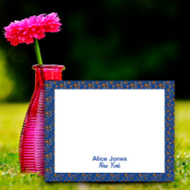 Bloc De Notas Flor natural marrón de patrón azul oscuro