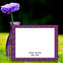 Bloc De Notas Flor natural marrón de patrón púrpura