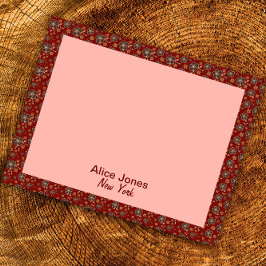 Bloc De Notas Flor natural marrón de patrón rojo oscuro